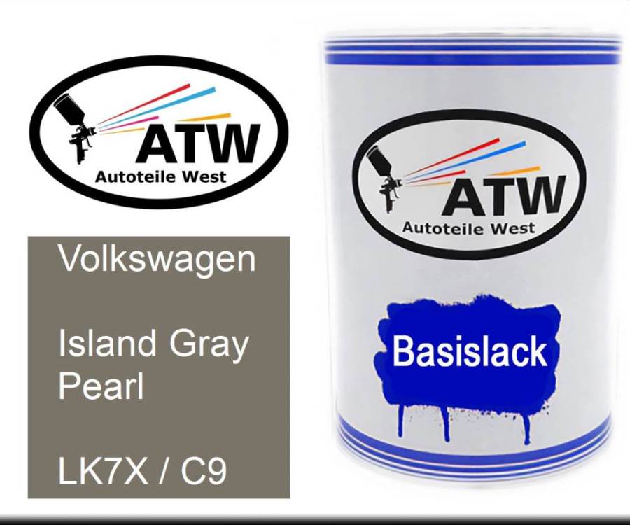 Volkswagen, Island Gray Pearl, LK7X / C9: 500ml Lackdose, von ATW Autoteile West.